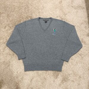 Vintage 90s Golf 100% Acrylic Embroidered V Neck‎ Knit Sweater Large Made in USA